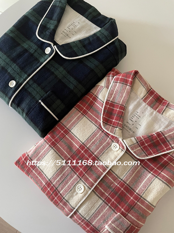 Japanese-Style Loungewear, Seamless Flannel Autumn and Winter Loungewear Set, Home Casual Plaid Pajamas for Women Japanese-Style Loungewear, Seamless Flannel Autumn and Winter Loungewear Set, Home Casual Plaid Pajamas for Women