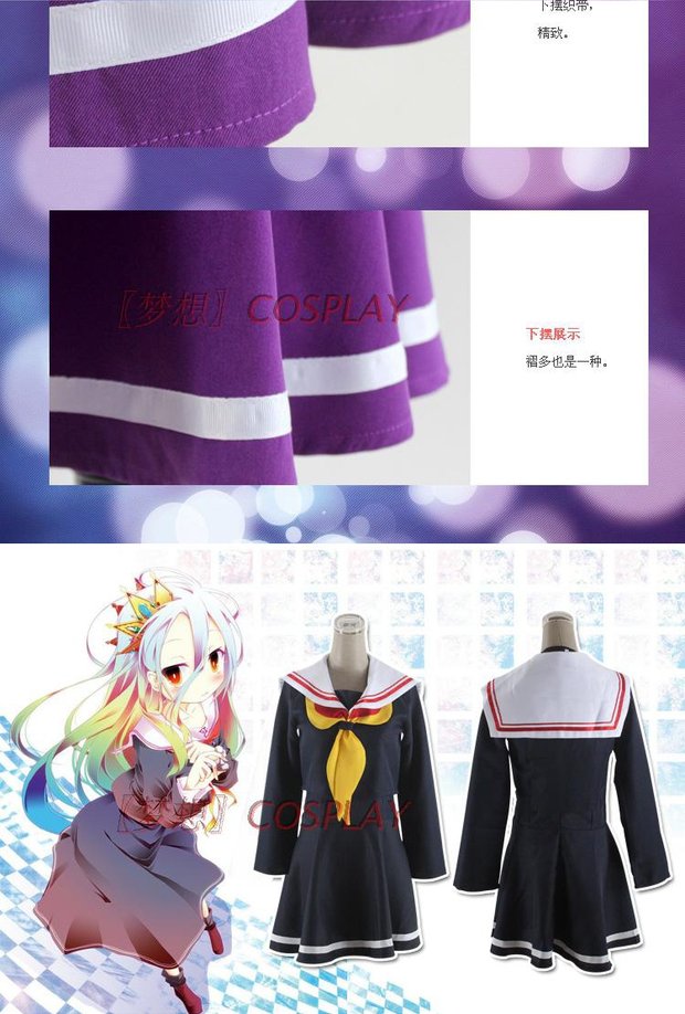 Anime cosplay trang phục cuộc sống nữ trò chơi KHÔNG CÓ TRÒ CHƠI CUỘC SỐNG thủy thủ trắng phù hợp với váy hàng ngày toàn bộ - Cosplay cosplay kakashi