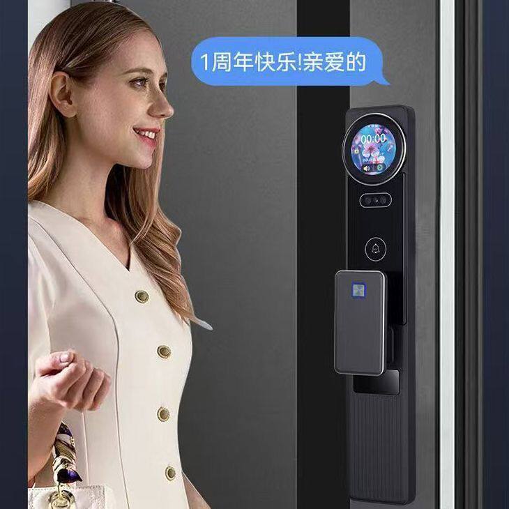 新款ai智能锁双摄双电识别实时监控对讲指纹密码锁小爱同学电子锁