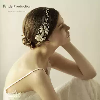 O820 high-end handmade beaded flower bridal headdress European and American rhinestone hairband Wedding dress accessories headdress
