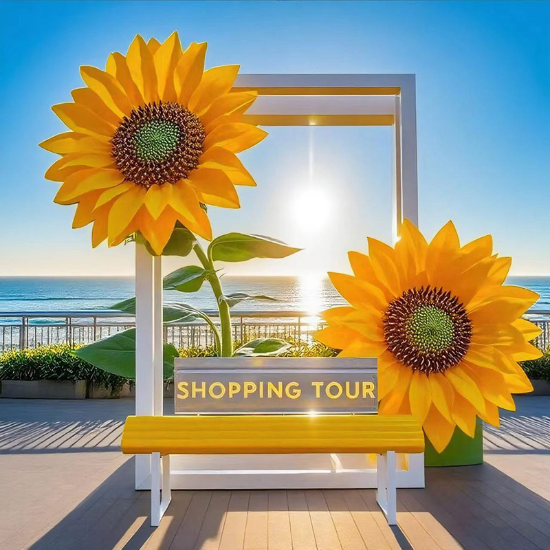 Trendy Flower Sculpture Creative Outdoor Decoration Photo Frame Seating Area Scenic Spot Realistic Sunflower Floor-Standing Large Ornament Trendy Flower Sculpture Creative Outdoor Decoration Photo Frame Seating Area Scenic Spot Realistic Sunflower Floor-Standing Large Ornament