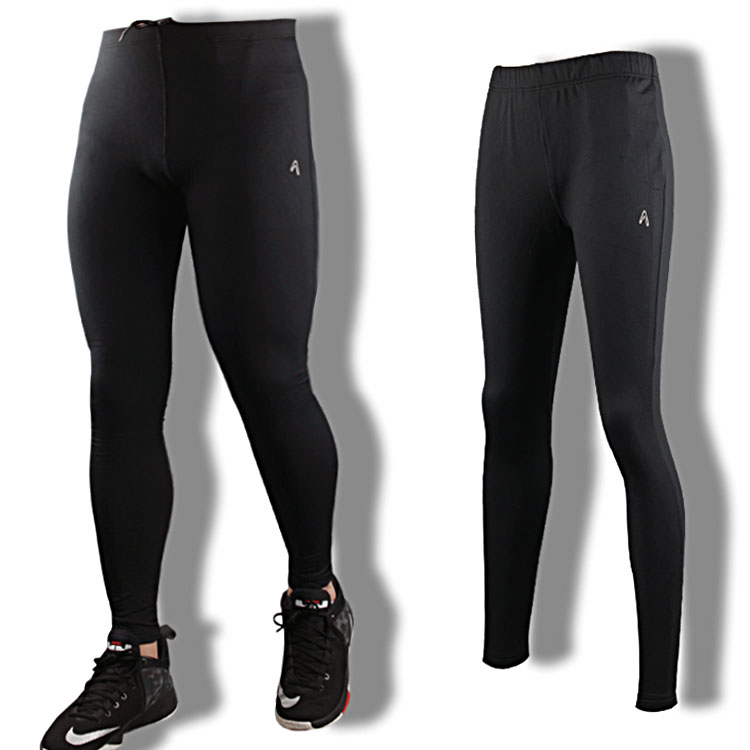 Oudan autumn and winter men and women with the same type of quick-drying lining tight shape running fitness pants 220 grams