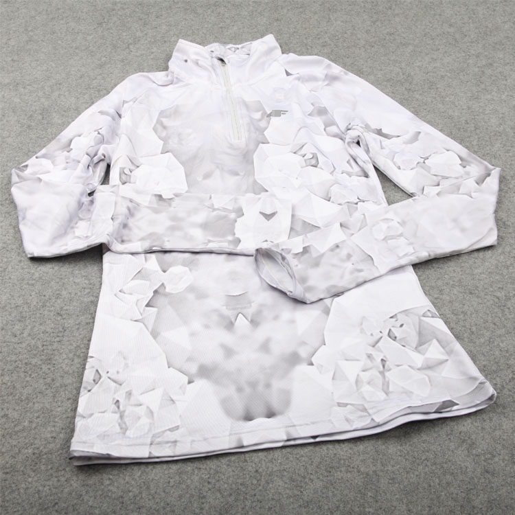 Lutsin Polish sports #F woman semi - zipper speed dry fitness elasticity thin long - sleeve T - shirt 180 grams