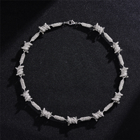 European and American hip -hop rap personality short iron wire full drill collar lipstick Cuba chain ins -street thorns necklace men and women