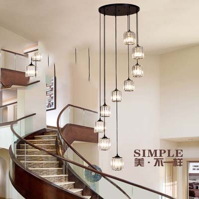 Crystal Villa Swivel Stairs Long Chandelia Rear Modern Nordic Style Duplex Apartment with extravagant and luxurious glass light-Taobao
