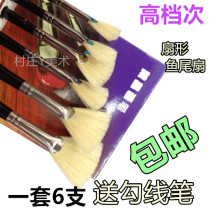 Xie Dotang fan-shaped pen water chalk set pig bristles oil painting acrylic painting watercolor pen fishtail fan pen