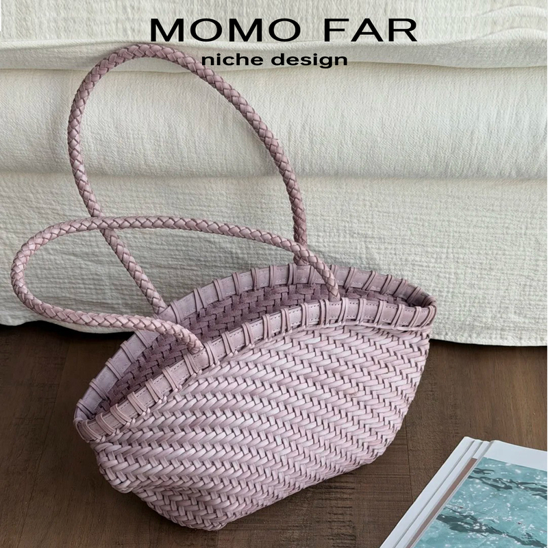 Momofar New Style Matte Wax Leather Woven Bag, Fashionable Commuter Tote Bag, Single Shoulder Shell Bag, Tote Bag for Women