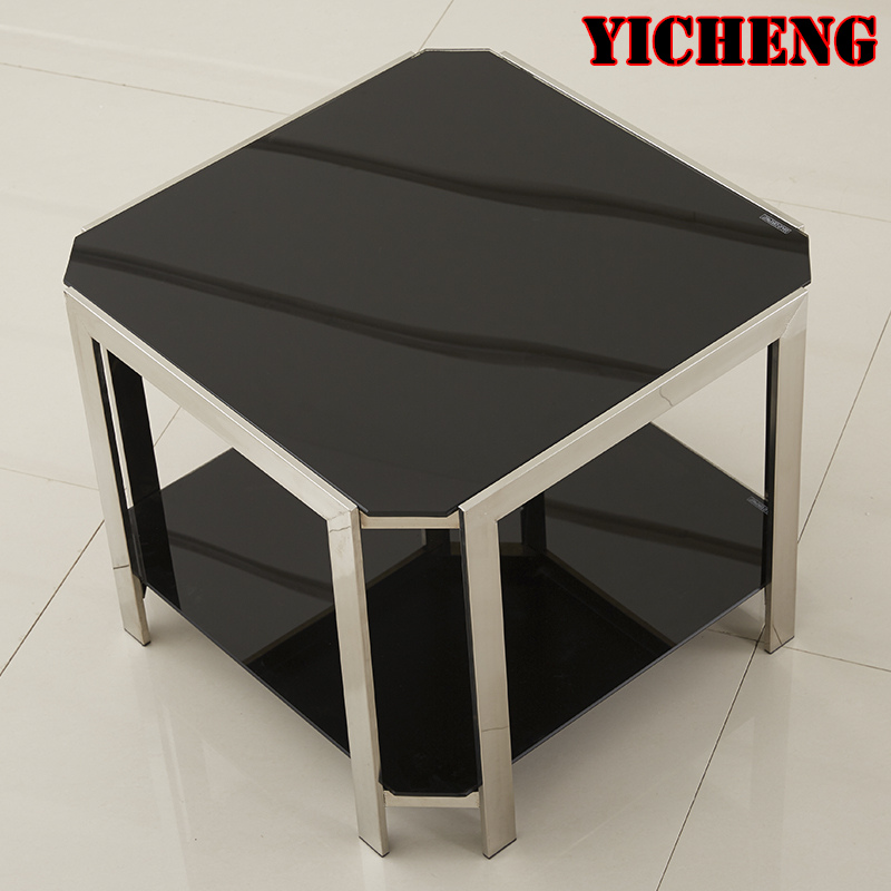 Tempered glass stainless steel tea square formed to make small square tea several small side cabinets of modern edge
