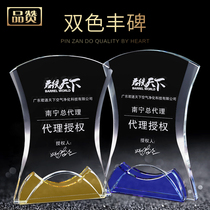 Blue Gold Creative Crystal Trophy Medals Customized Honor Licensee Licensee