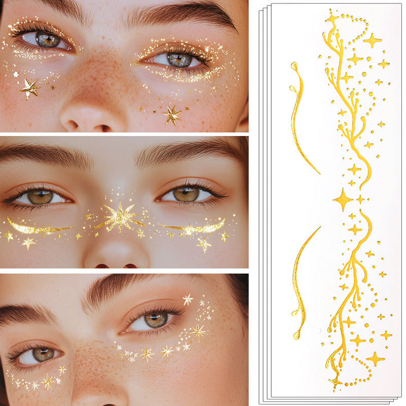 European and American Style Gold Freckle Stickers, Tattoo Stickers, Gold Realistic Freckles Face Stickers, Cosplay Face Makeup, Music Festival Performance Makeup