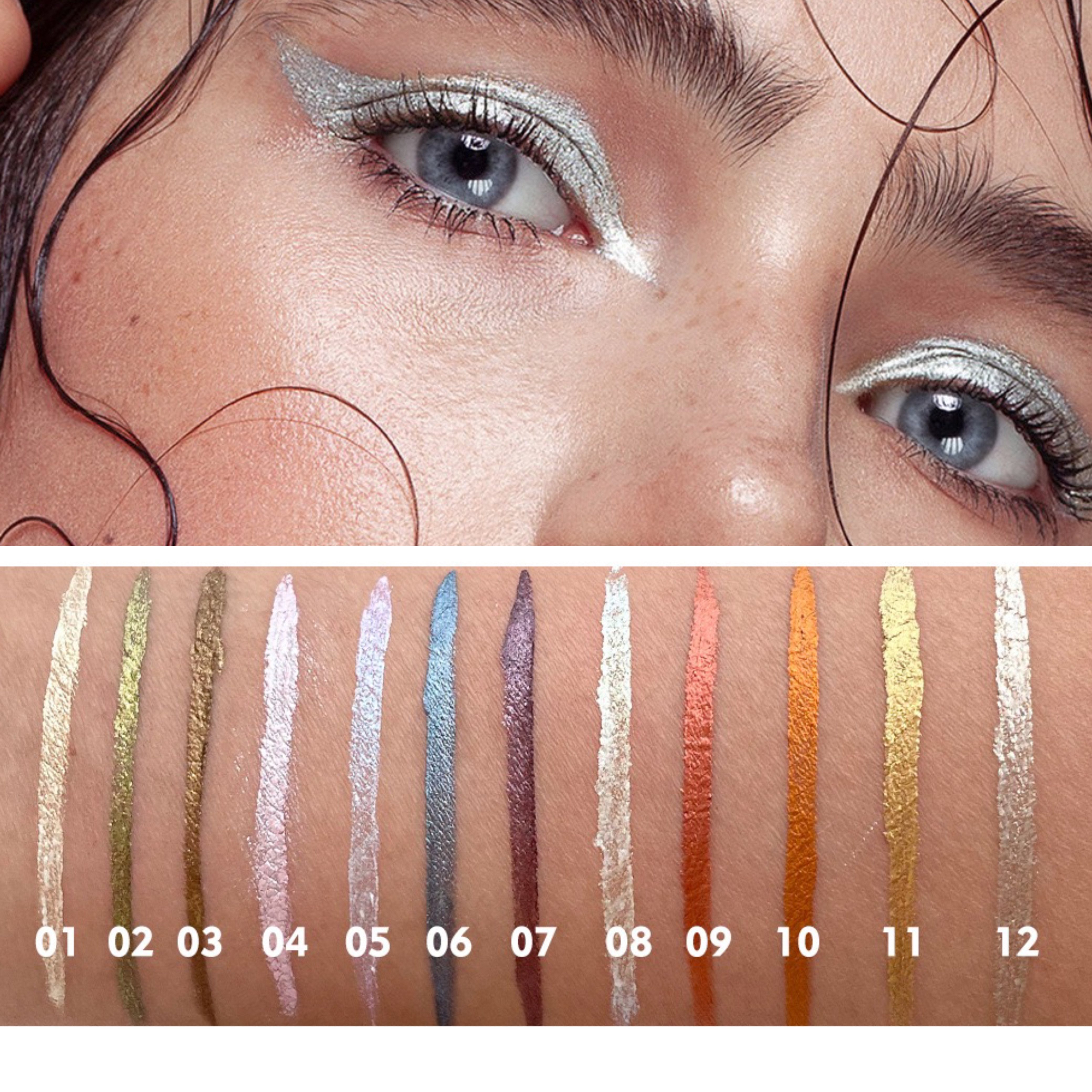 Metal eyelines liquid silver gold bright color waterproof without dizziness makeup artist performing stage makeup