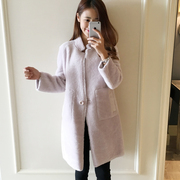 cashmere Úc lông một mảnh phụ nữ áo mới Henning dài vừa len len áo lông thú áo khoác