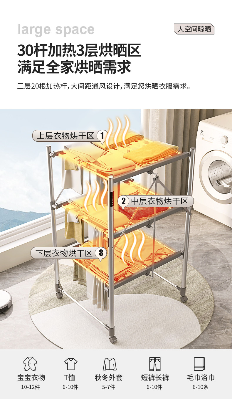 Сушилка для одежды 烘干机家用烘衣服容量大可折叠移动烘衣服神器阳台家用干衣机 Sharndy