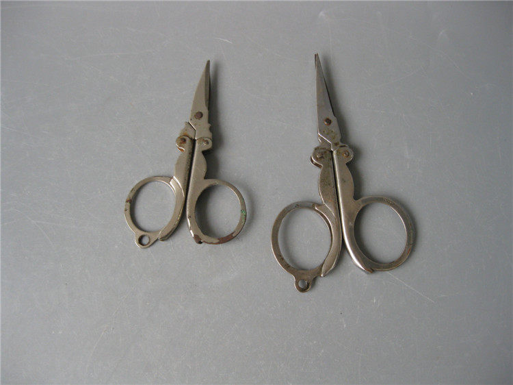 1980s folk folding scissors old-fashioned small scissors iron scissors Embroidery paper-cut tailor cut stationery folding punch drill