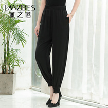 Summer black silk casual pants childrens elastic waist wide legs thin trousers mulberry silk loose toe trousers