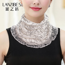 Silk fashion bib pullover women Summer thin fake collar Joker hollowed out sunscreen mulberry silk mesh veil scarf