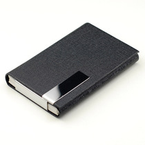 High-end business card box Large Capacity Mens Business simple leather creative stainless steel fashion lady business card holder lettering
