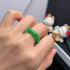 Jade ice bean green jade ring hand jewelry