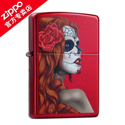 美国zippo打火机正版魅影脸谱苹果红粉漆墨西