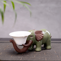 Purple Sand Gokiln Elephant Tea Darling Pendulum piece stainless steel tea strainer Black sandalwood Kettle Pen White Porcelain Tea Leakage Tea Tea Pen Holder