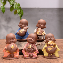 Cute little monk Xiaosha Mi Five fu Purple Sand Buddha Trick tea darling Pamby Boutique with Nourishing Fu Tea Accessories