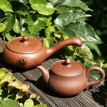 Side handmade purple clay pot set handmade Zhu Mu Xi Shi pot tea accessories home special teapot kung fu tea ceremony decoration