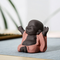 Handmade Purple Sand Small Monk HaHarvard Tea Tea Tea Playcraft Home Decoration Tea Spotting Piece Boutique can be raised