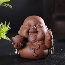 Boutique Gothic kiln tea pet ornaments purple sand Ha Harvard Maitreya Buddha to recruit wealth home furnishings tea ceremony kung fu kiln tea set