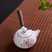 Green Porcelain Side made pot Jingdezhen Handmade ceramic Daily style handle tea maker Tea Utensils for home teapot utility-style tea furniture