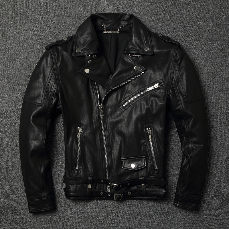 Harley Couple Style Genuine Leather Jacket for Men, Italian Oil-Waxed Vegetable-Tanned Distressed Lapel Autumn Motorcycle Jacket