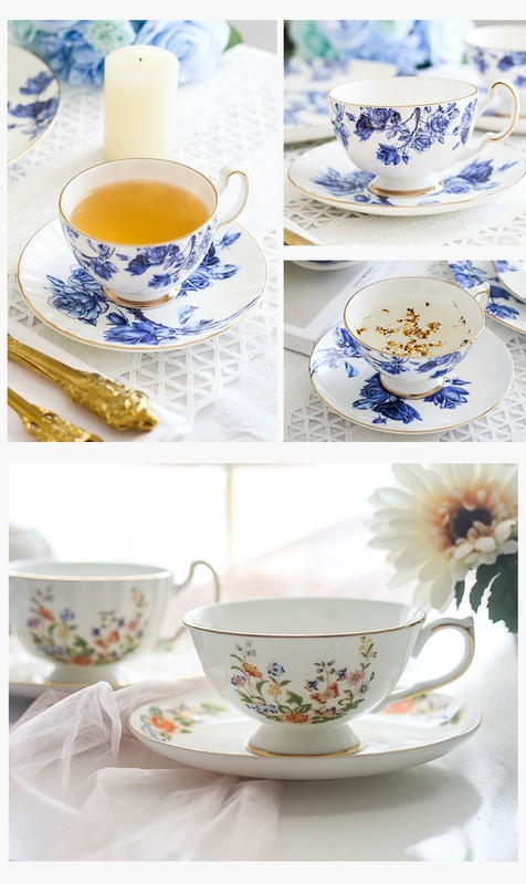 Bone China Cao cấp Sáng tạo Phnom Penh Trà đen Cà phê Cốc đĩa gốm Quà tặng đám cưới Tiếng Anh Bộ trà chiều - Cà phê