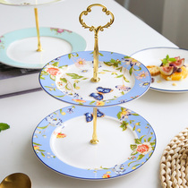 Bone China European-style Extravaganza Fruit Pan Ceramic Pastry Lower Afternoon Tea Cake Bilayer British Candy Refreshments Trays Creativity