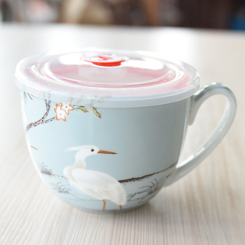 Fairy Crane Bone Porcelain Breakfast Cup of Milk Cup With Lid Mark Cup Delicate Classic Cup