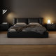 ຕຽງນອນໜັງແບບ Italian minimalist master bedroom high-end atmospheric modern simple 2m x 2m 2 large bed black built in double bed