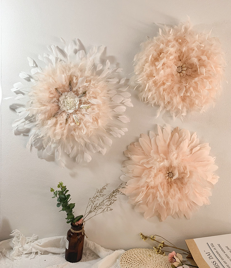 ins Wind feather wall decoration decoration Nordic creative living room B & B entrance light luxury wall decoration electric meter box