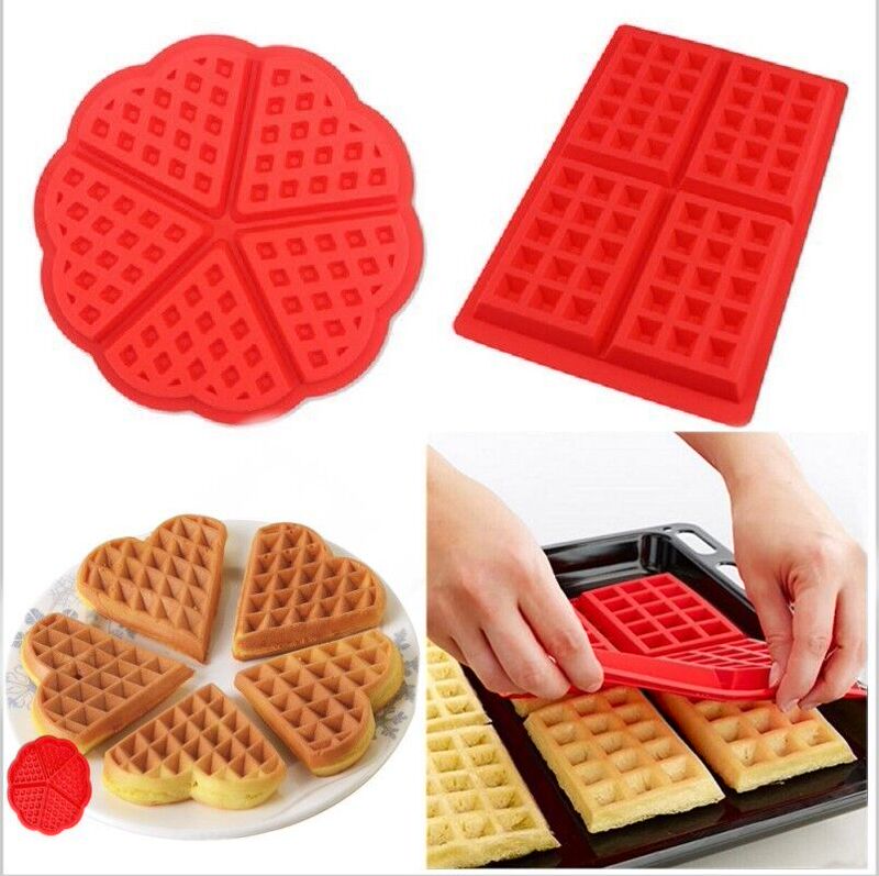 Waffle Mold Silicone Oven-Safe Square Heart-Shaped High-Temperature Resistant Lattice Pancake Non-Stick Baking Tool for Home Use