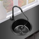 Black nano 304 stainless steel sink, round small sink, single-slot water bar, island kitchen sink, under-counter basin