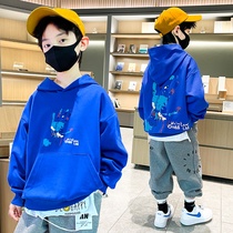 Boy Fried Street Sweatshirt Spring Autumn Style 2022 New Spring Clothing Children Great Boy Tide Foreign Air Blouse Boy Handsome Boy Clothes