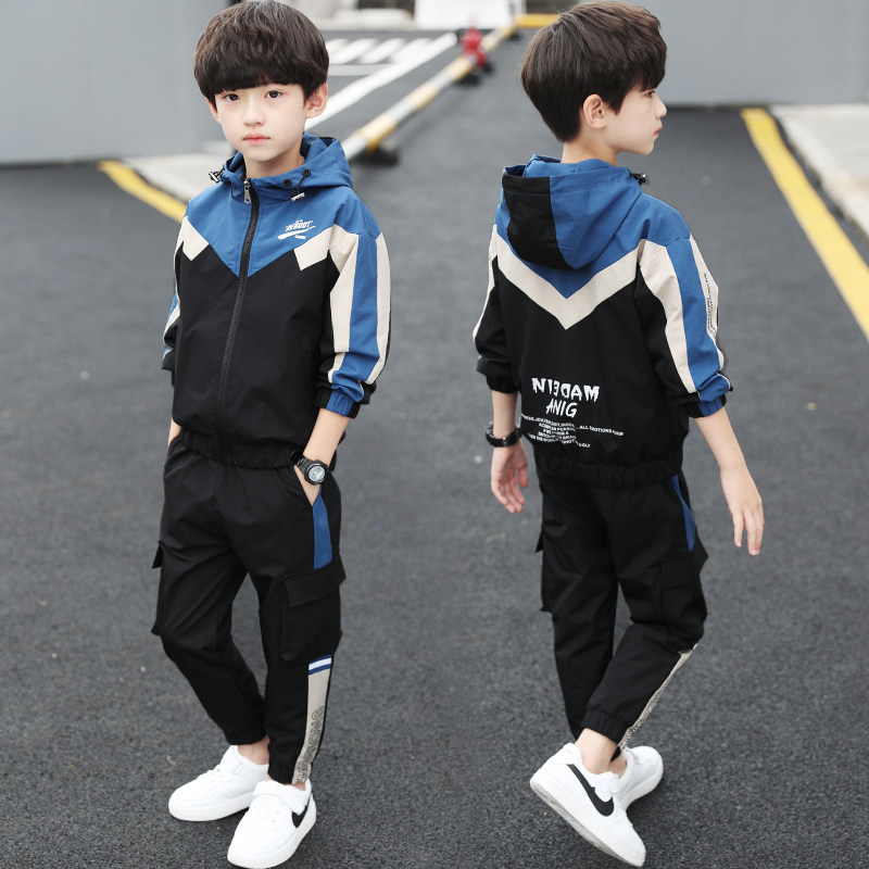 Children Suit Boy Autumn Clothing 2021 New Foreign Gends CUHK Boy Spring Autumn Handsome Gas Net Red Boy Fall Two Sets