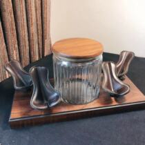 Second-hand American scott zeiglers walnut vintage four-position pipe rack 2020230