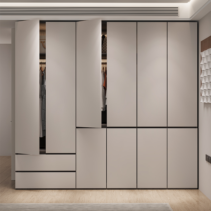 Zhumeichao Osb Pet Skin-Feel Surface Full-Length Wardrobe with 60cm Depth, Segmented Home Bedroom Closet Zhumeichao Osb Pet Skin-Feel Surface Full-Length Wardrobe with 60cm Depth, Segmented Home Bedroom Closet
