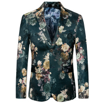 China Wind Banquet Fancy Dress Fancy Jacket Youth Male Boomer Casual Business Floral Suit Big Code Stage Single West Suit