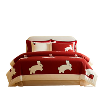 MIDO HOUSE Mingdu 100-count cotton printed wedding bedding bright red bedding set