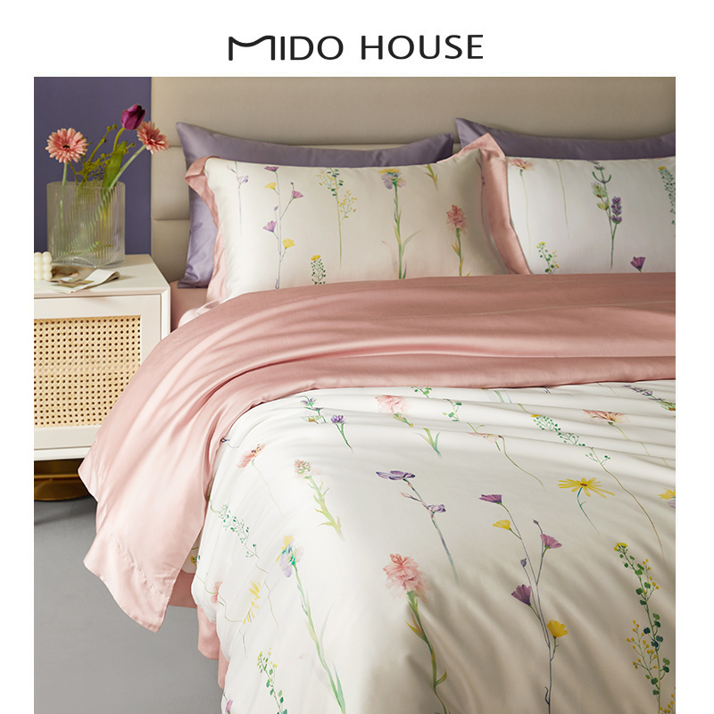MIDO HOUSE inscription all 2022 spring and summer new products 60 Lanca Fine Tencel High-end Printed Four Pieces-Listen to Flower Valley