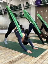 yogaflexer yoga pilates green ribbon wrapped training fascial stretch belt yoga elastic stretch belt