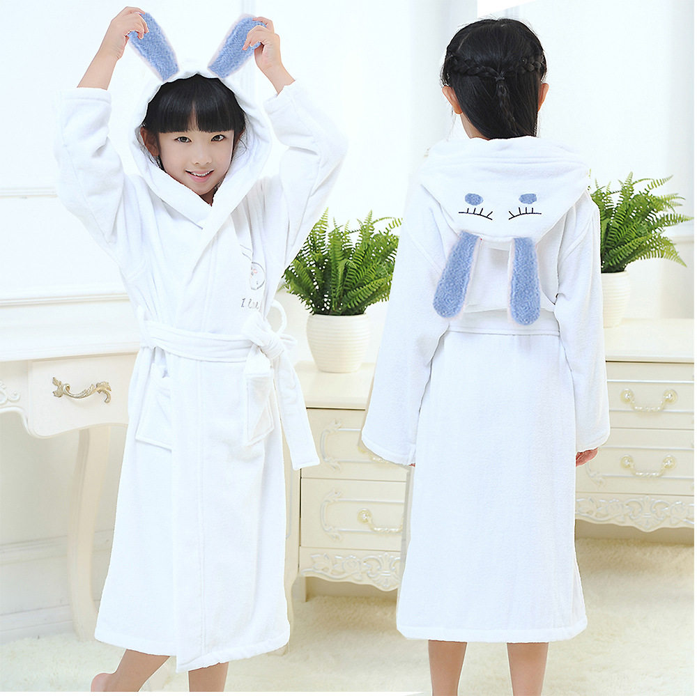 Cotton children's bathrobe cotton towels for male and female baby with hat swim bathrobe bathrobe and thick pajamas winter