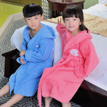 Pure cotton bathrobe baby towel with hat bathrobe full cotton swimming bath and water robe for boys and girls