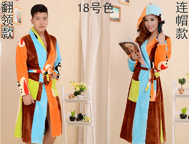 Áo choàng lông cừu Coral mùa đông nam độc quyền dài đồ ngủ ấm áo độn nữ mùa đông hai mảnh với quần đồ ngủ phi bóng