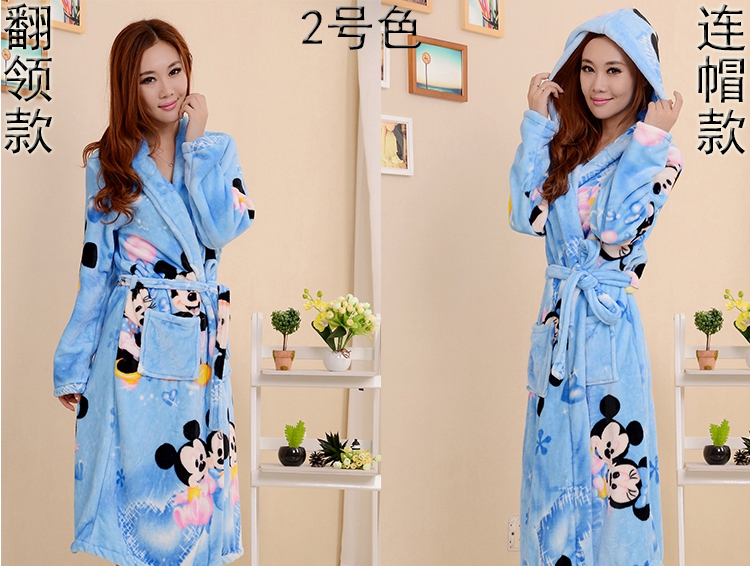 Áo choàng lông cừu Coral mùa đông nam độc quyền dài đồ ngủ ấm áo độn nữ mùa đông hai mảnh với quần đồ ngủ phi bóng