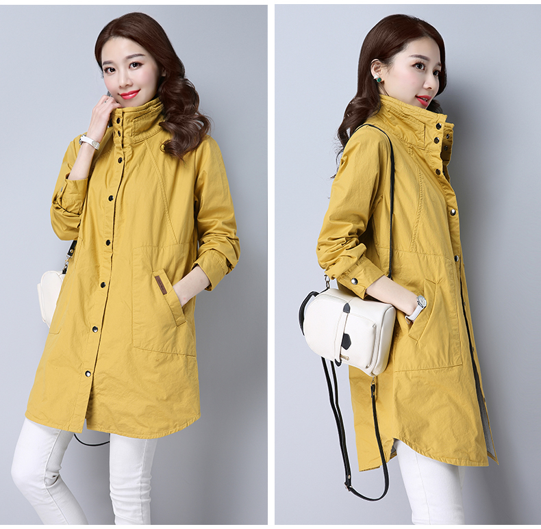 Inga xuân 2018 mới dành cho nữ áo khoác cỡ lớn trong phần dài áo thun cotton đứng cổ áo thời trang hoang dã cho nữ áo khoác chống nắng nữ